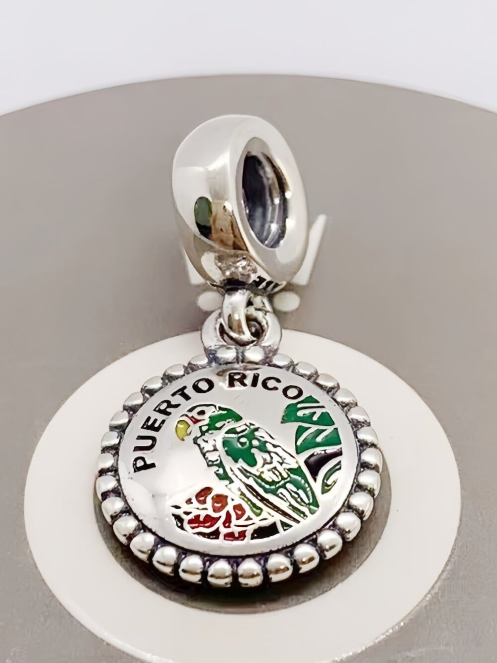 Pandora Puerto Rico Parrot Dangle Charm,Enamel Travel Souvenir Charm